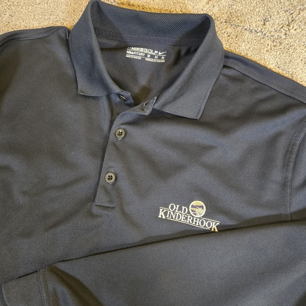 Nike Golf Tour Performance Button‎ Up LS Polo Navy Blue Old Kinderhook Men's Med